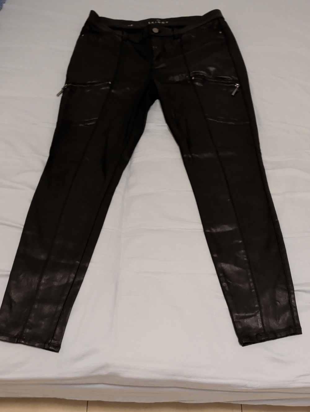 White House Black Market Black Mid-Rise Coated Jeans